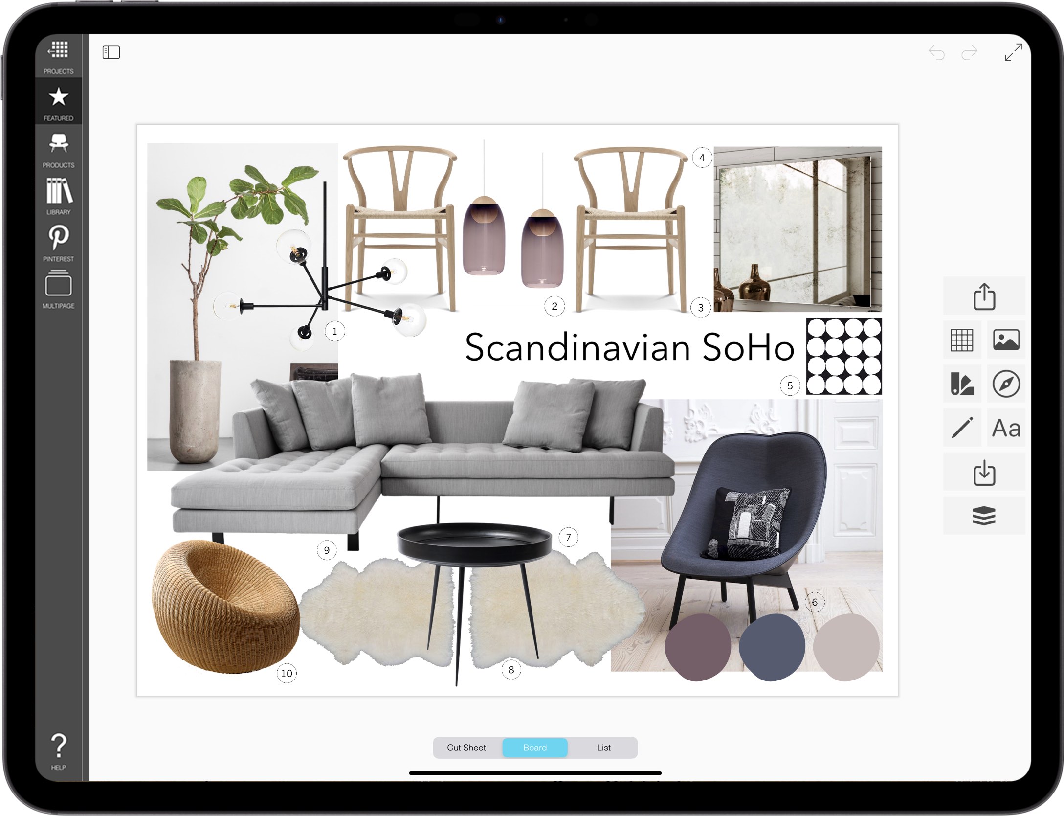 best home decor app for iPad_E2_best home decor app for iPad_moodboard maker_moodboards_mood board maker_04_Scandanavian living room mood board_ Scandanavian Soho